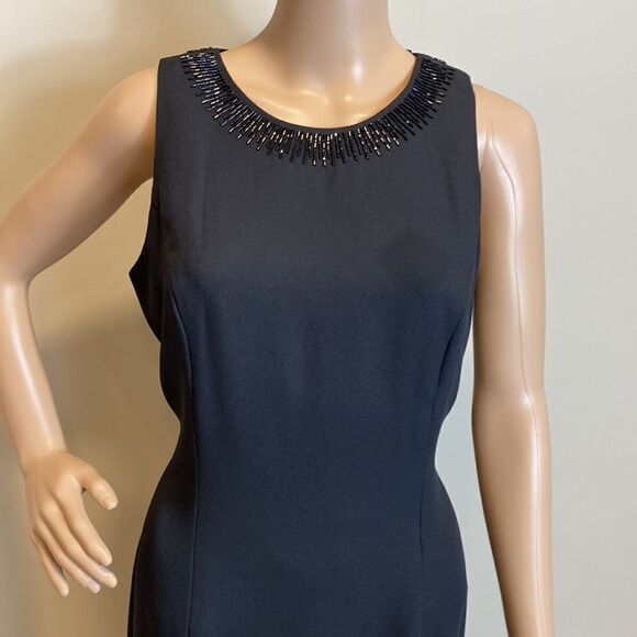 Liz Claiborne Night black beaded sleeveless maxi dress size 8 - Picture 2 of 11